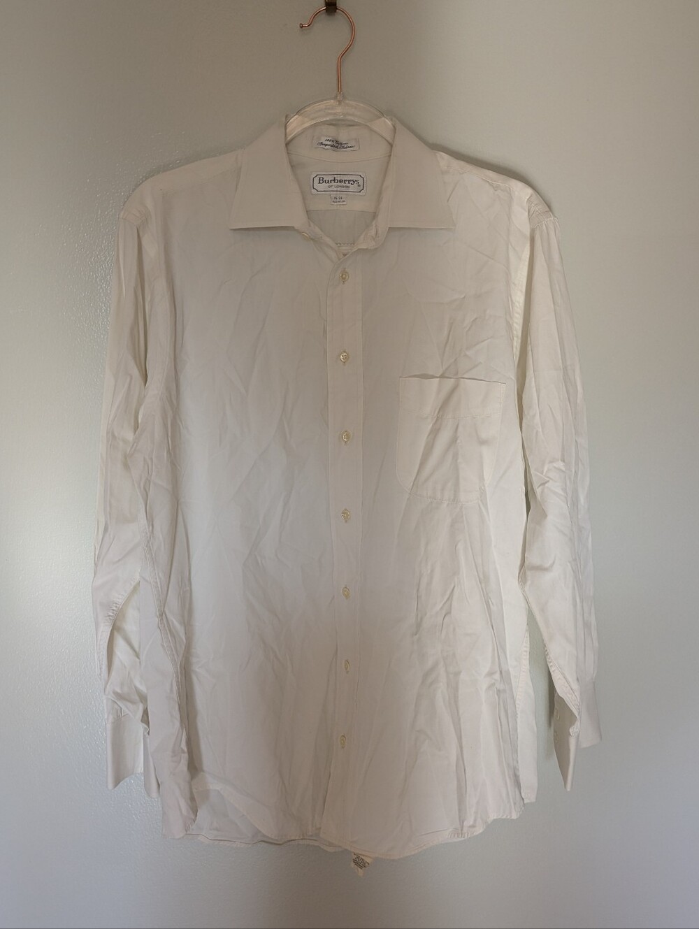 Burberry Vintage Button Up Shirt White Cotton 16-38 1980s
